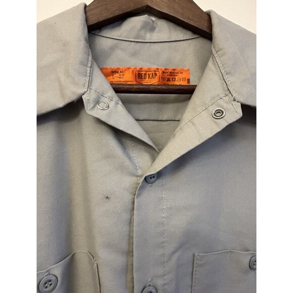 Red Kap SP24LA0 Gray Short Sleeve Work Shirt Men’s Large Button Front Uniform - Picture 3 of 14
